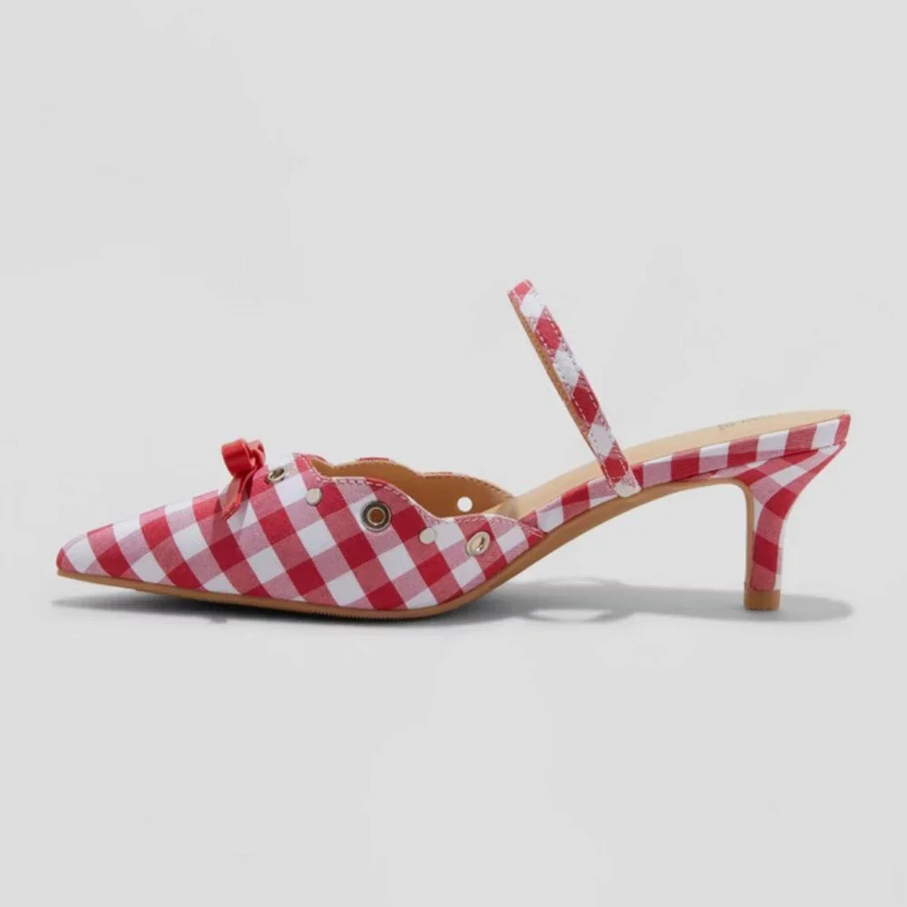 Women's Lysandra Gingham Eyelet Kitten Heels - Wild Fable Red Gingham 8 - Picture 3 of 4